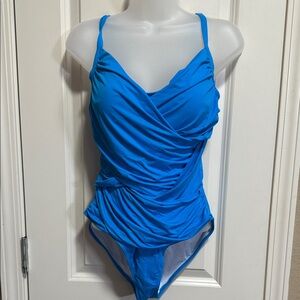 Aqua blue one piece swim suit size M. NWT